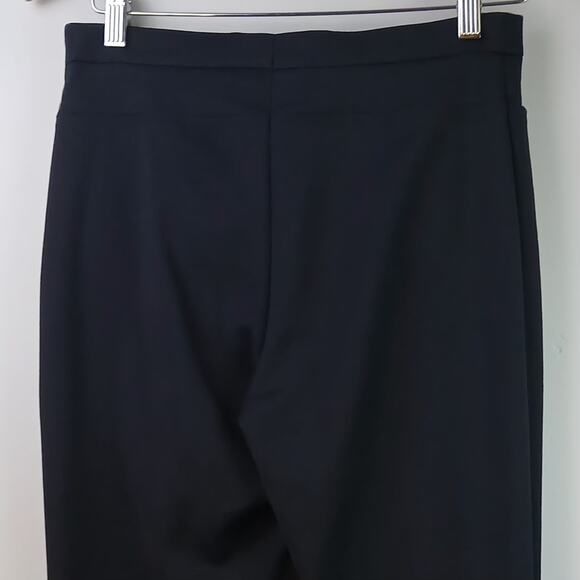 AKRIS PUNTO SZ 4 Cotton Blend Trousers-Black-Side Zip-Straight Front Pleat Leg - Picture 6 of 8